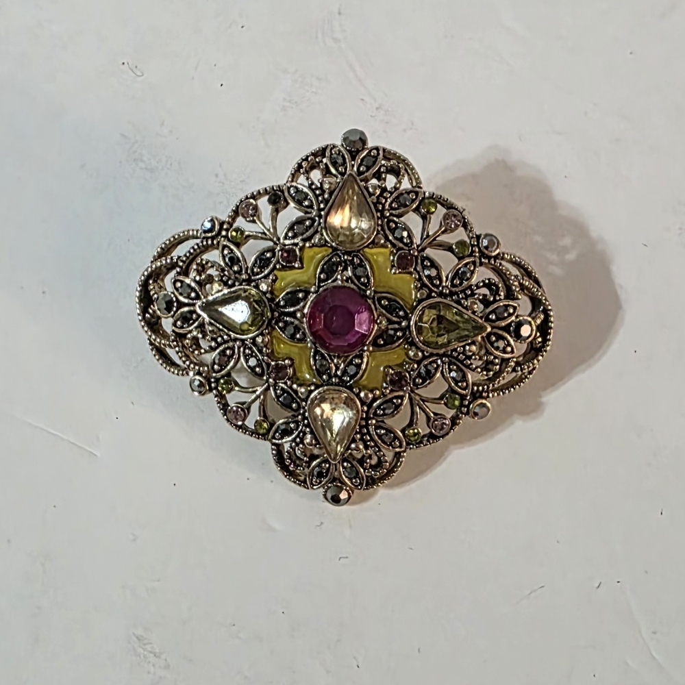 Vtg Monet Reticulated Diamond Shaped Brooch